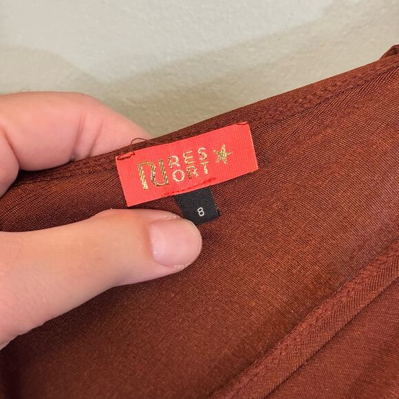 ASOS River Island Romper Shorts Womens 8 Brown Playsuit Wrap Sleeveless Belted - Picture 6 of 11